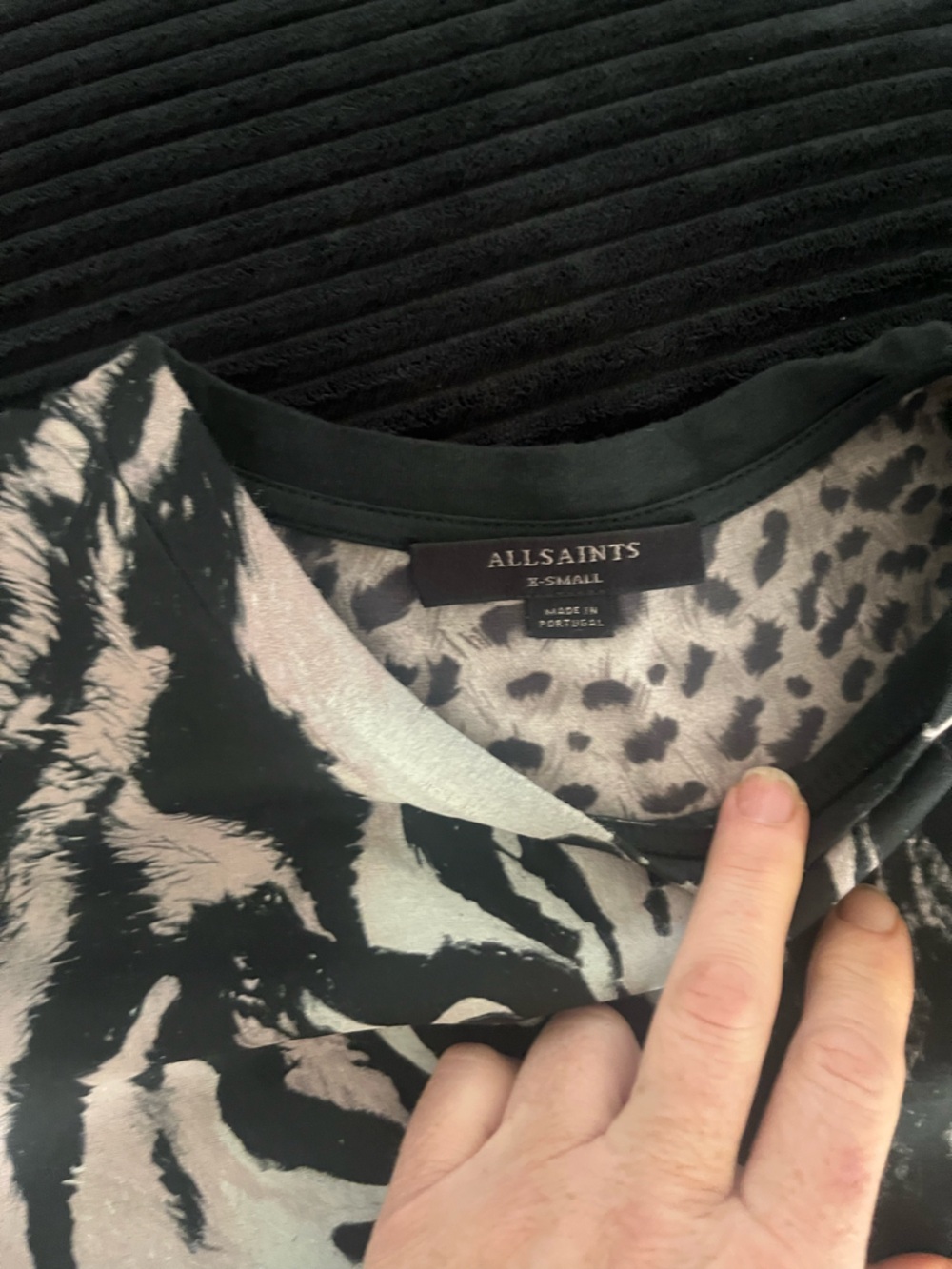 AllSaints Black and Pink Tiger Print Tee - Picture 2 of 5